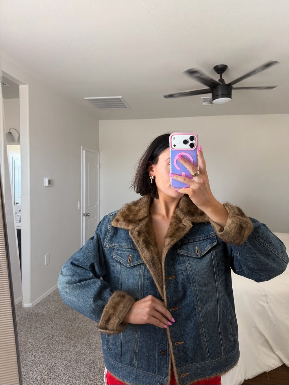 Vintage fur lined denim jacket